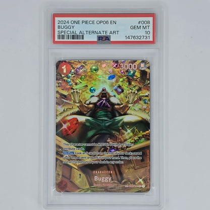 PSA 10 Buggy SP Special Alternate Art 2024 One Piece OP06 Wings of the Captain 147632731 Front