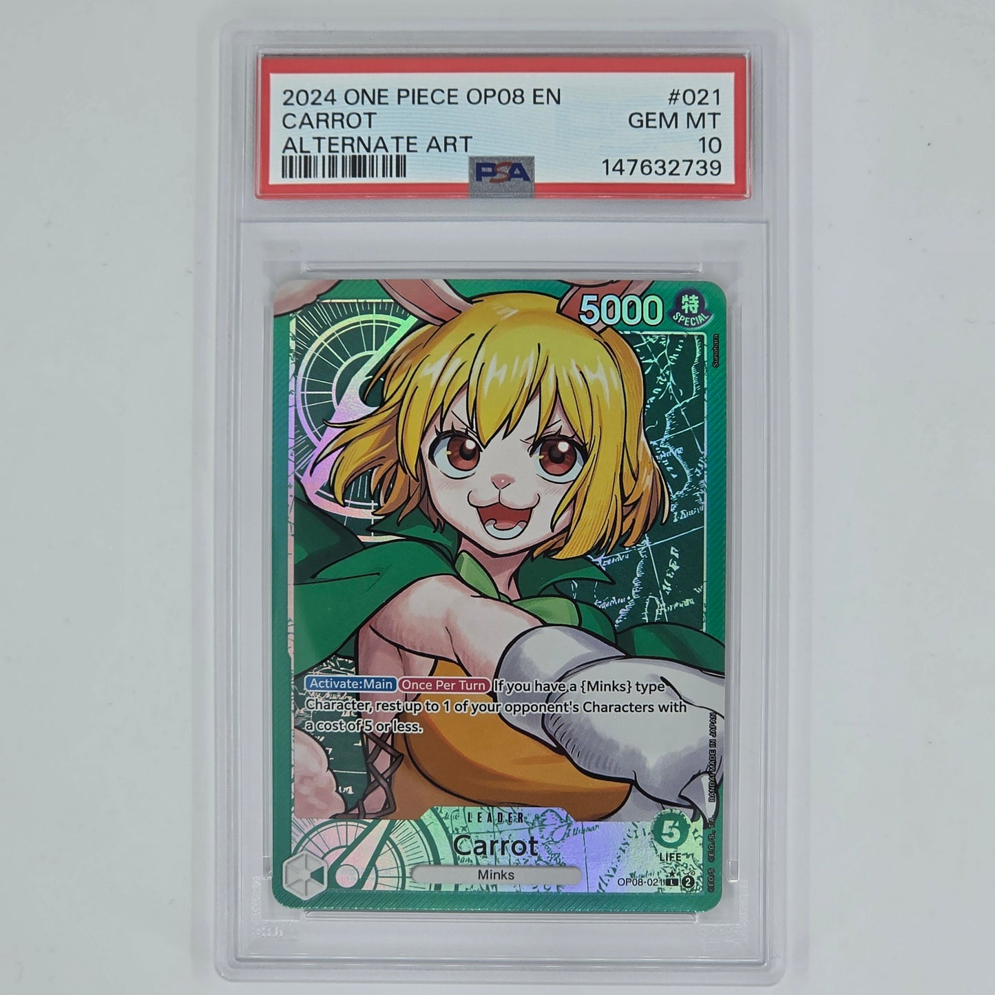 PSA 10 Carrot Alternate Art 2024 One Piece OP08 Two Legends 147632739 Front