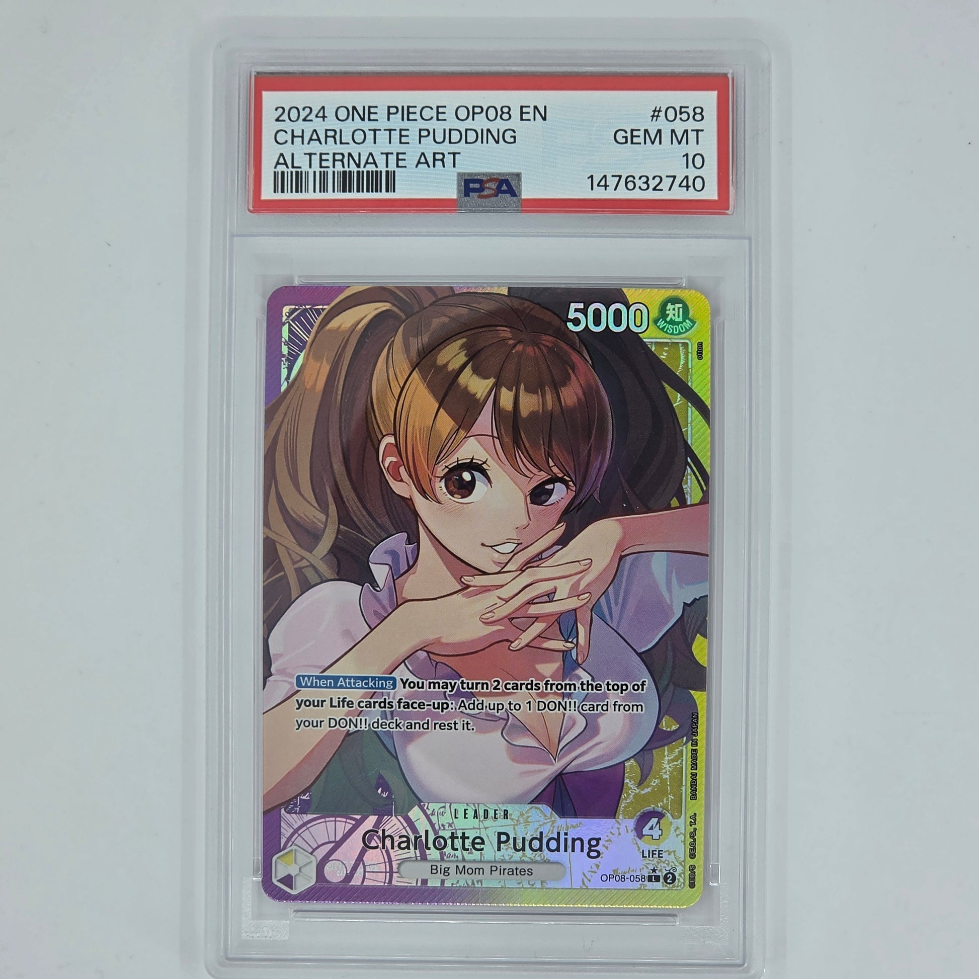 PSA 10 Charlotte Pudding Alternate Art 2024 One Piece OP08 Two Legends 147632740 Front