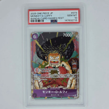PSA 10 Monkey D Luffy 2025 One Piece Japanese Bandai Card Games Fest 147632715 Front