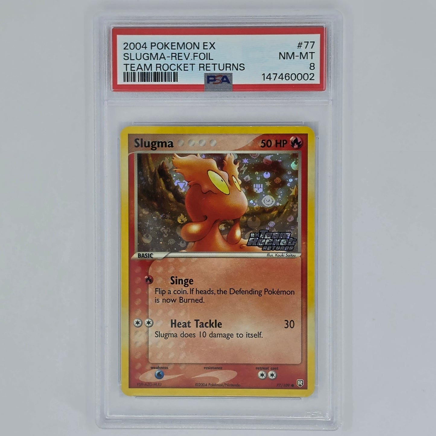 PSA 8 Slugma 67 Reverse Foil 2004 Pokemon EX Team Rocket Returns 147460002 Front