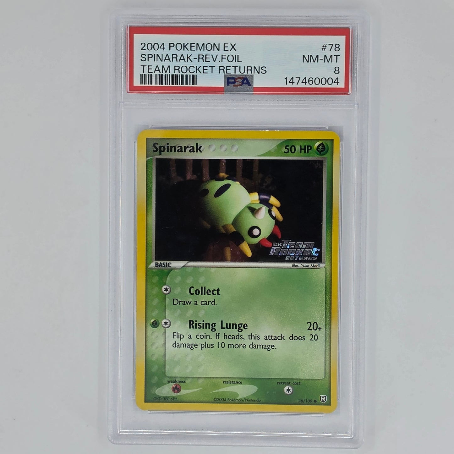 PSA 8 Spinarak 78 Reverse Foil 2004 Pokemon EX Team Rocket Returns 147460004 Front