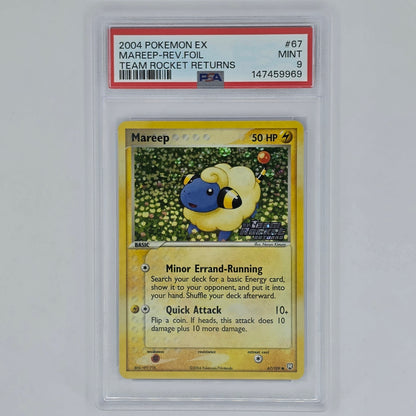 PSA 9 Mareep 67 Reverse Foil 2004 Pokemon EX Team Rocket Returns 147459969 Front