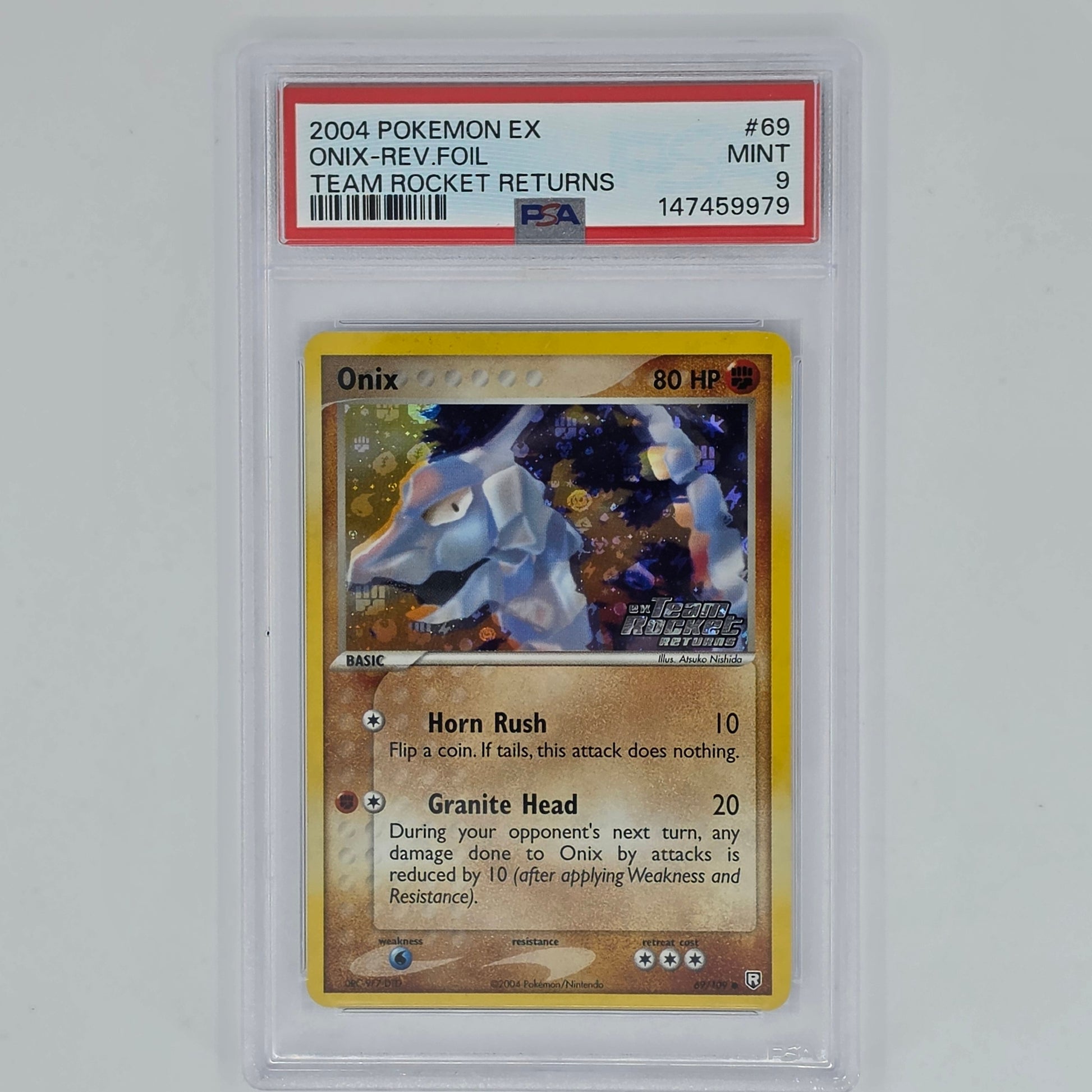 PSA 9 Onix 69 Reverse Foil 2004 Pokemon EX Team Rocket Returns 147459979 Front