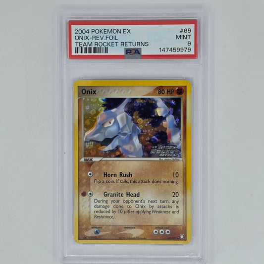 PSA 9 Onix 69 Reverse Foil 2004 Pokemon EX Team Rocket Returns 147459979 Front
