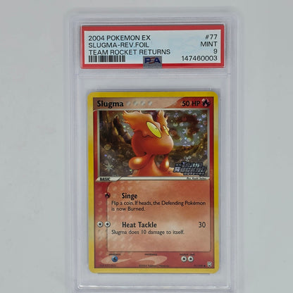 PSA 9 Slugma 77 Reverse Foil 2004 Pokemon EX Team Rocket Returns 147460003 Front