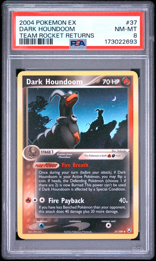 PSA 8 Dark Houndoom 37 Pokemon Ex Team Rocket Returns 173022693