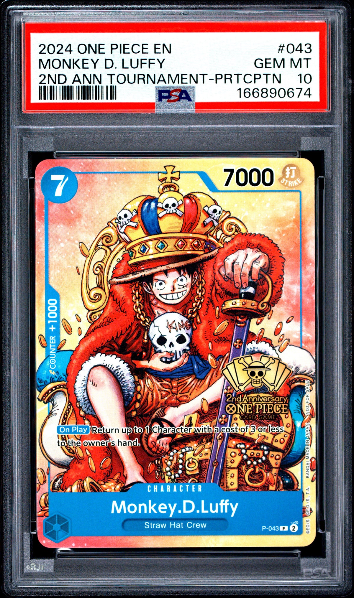 PSA 10 Monkey D. Luffy 043 One Piece Promos 166890674