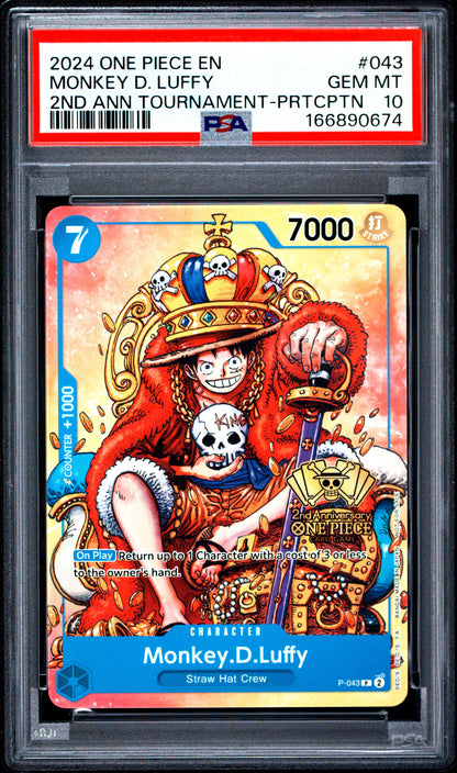 PSA 10 Monkey D. Luffy 043 One Piece Promos 166890674