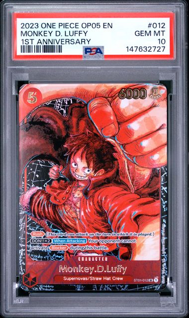 PSA 10 Monkey D. Luffy 012 One Piece Op05-Awakening Of The New Era 147632727