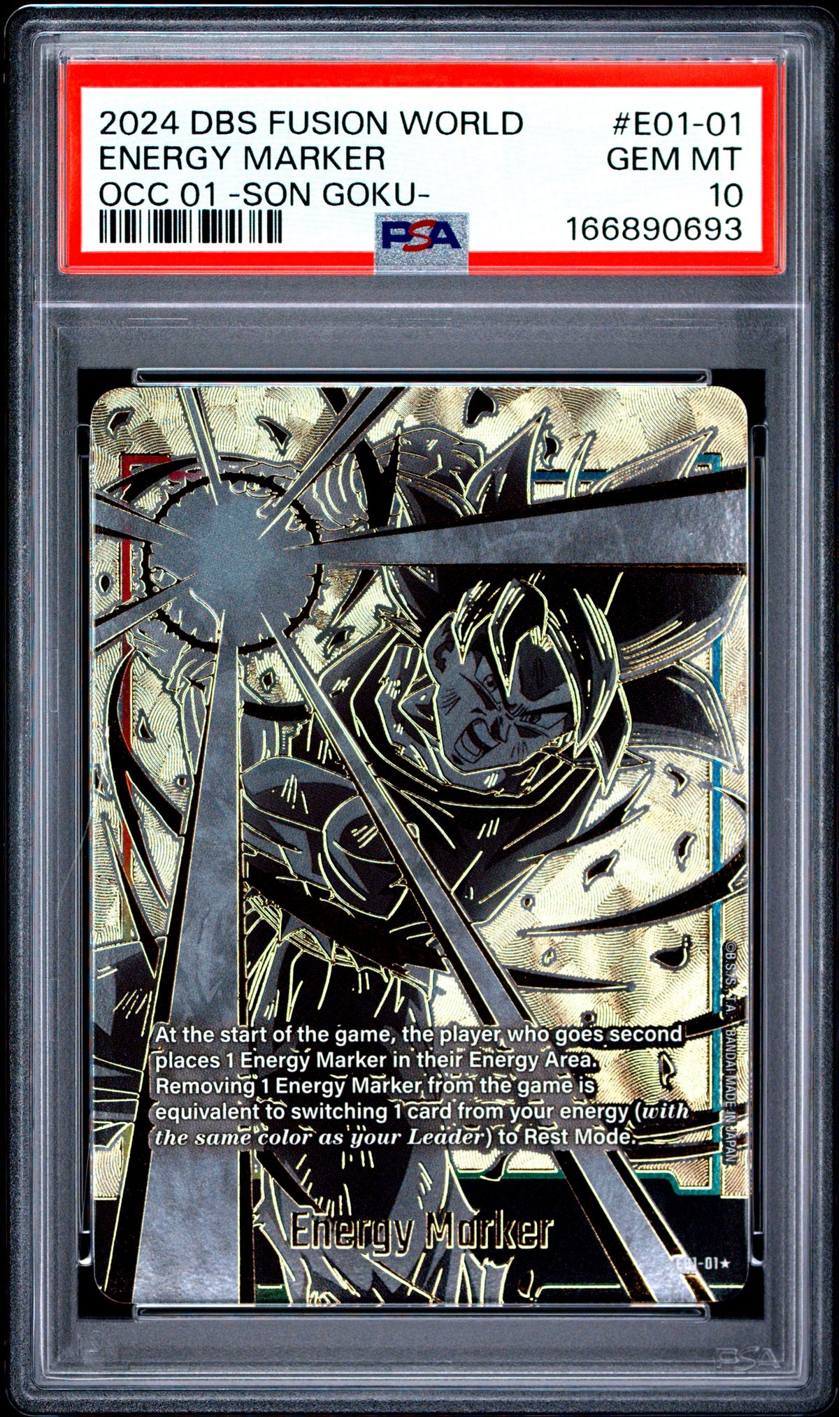 PSA 10 Energy Marker E01-01 Dragon Ball Super Card Game Fusion World Official Card Case 01 -Son Goku 166890693