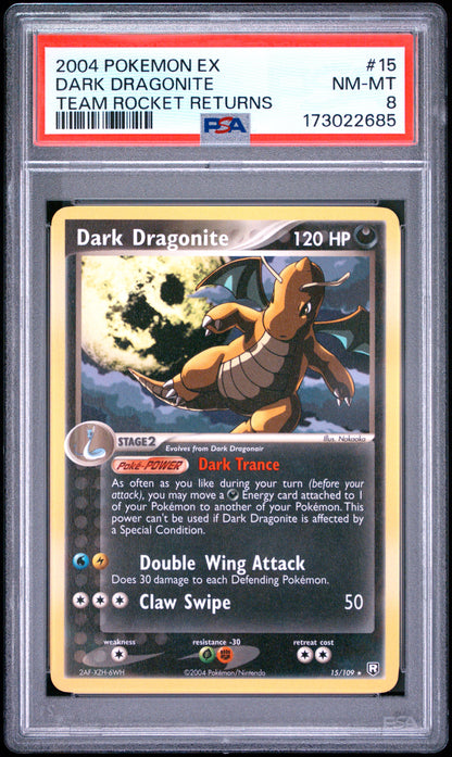 PSA 8 Dark Dragonite 15 Pokemon Ex Team Rocket Returns 173022685