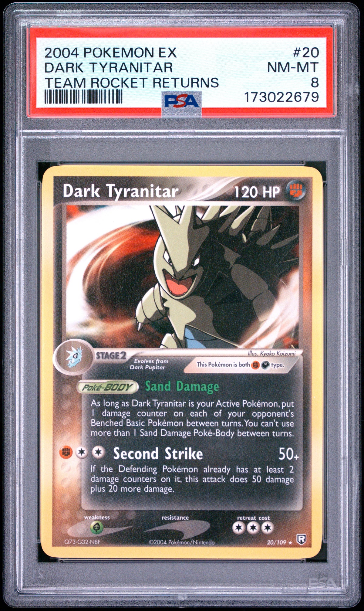 PSA 8 Dark Tyranitar 20 Pokemon Ex Team Rocket Returns 173022679