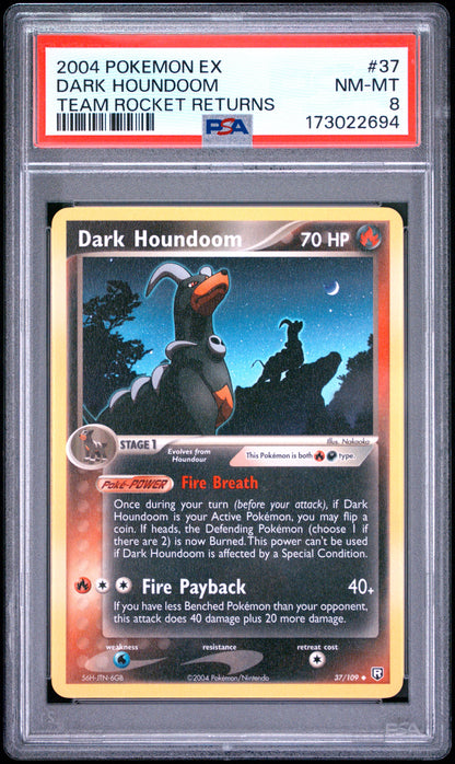 PSA 8 Dark Houndoom 37 Pokemon Ex Team Rocket Returns 173022694