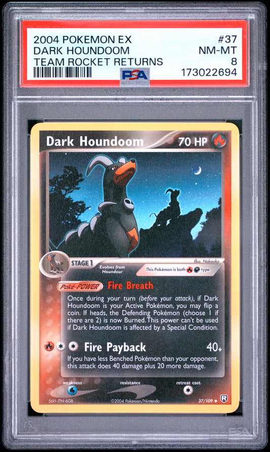 PSA 8 Dark Houndoom 37 Pokemon Ex Team Rocket Returns 173022694