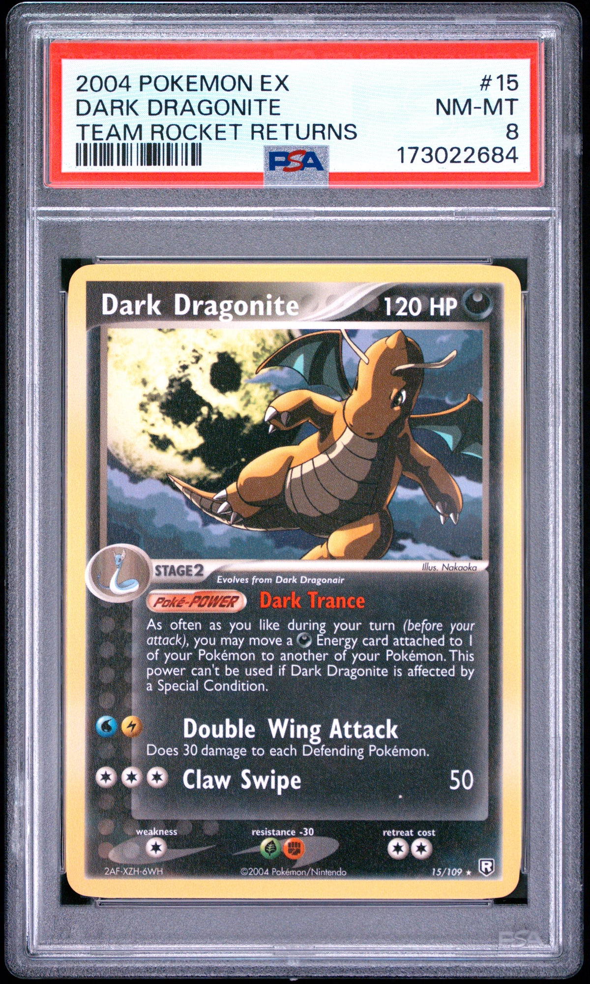 PSA 8 Dark Dragonite 15 Pokemon Ex Team Rocket Returns 173022684