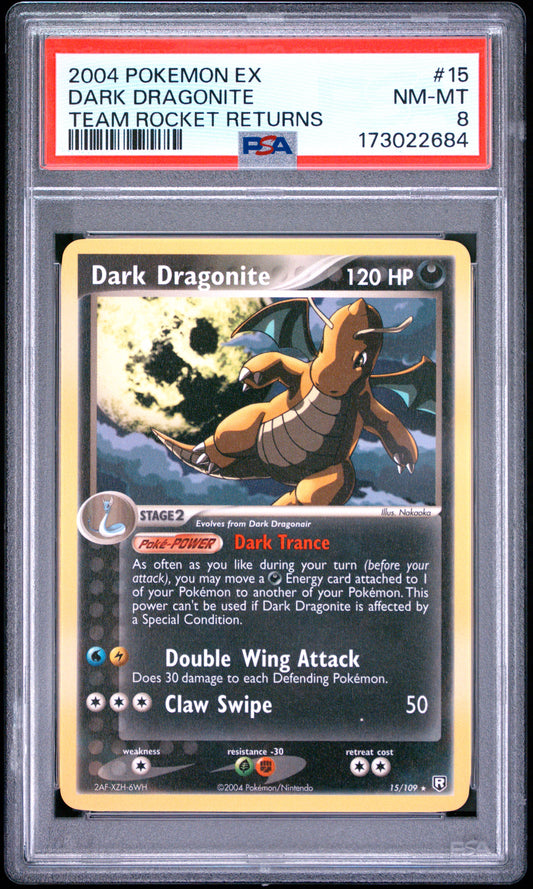 PSA 8 Dark Dragonite 15 Pokemon Ex Team Rocket Returns 173022684