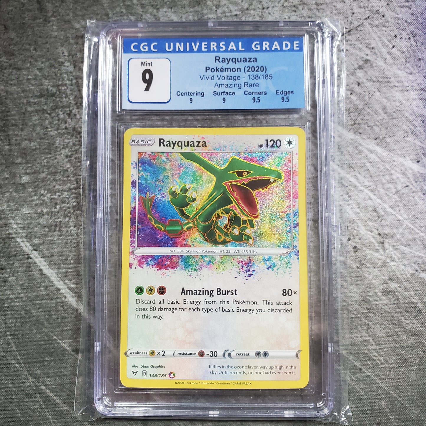 CGC 9 Rayquaza #138 Amazing Rare Pokemon Vivid Voltage