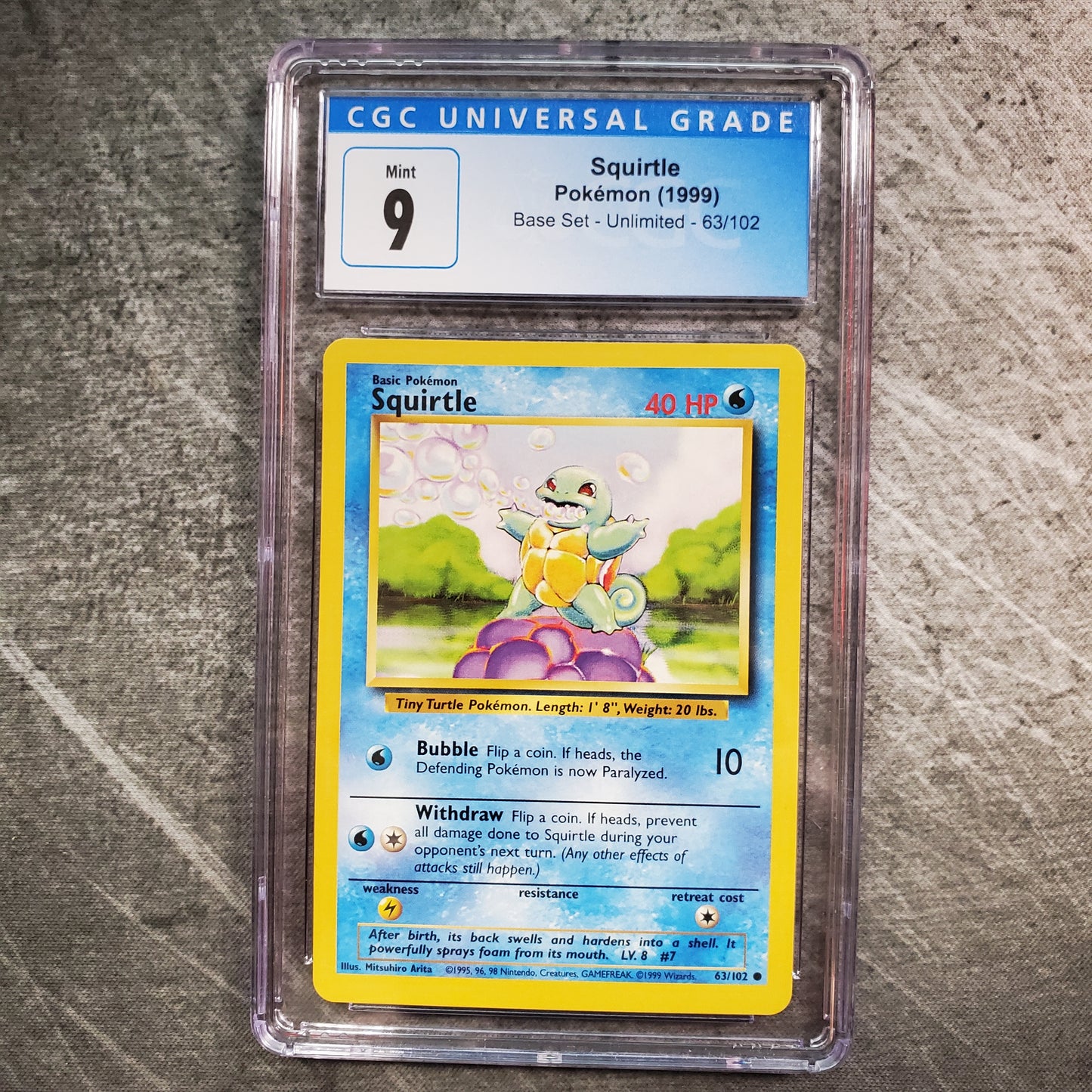 CGC 9 Squirtle 63/102 Pokémon Base Set Unlimited