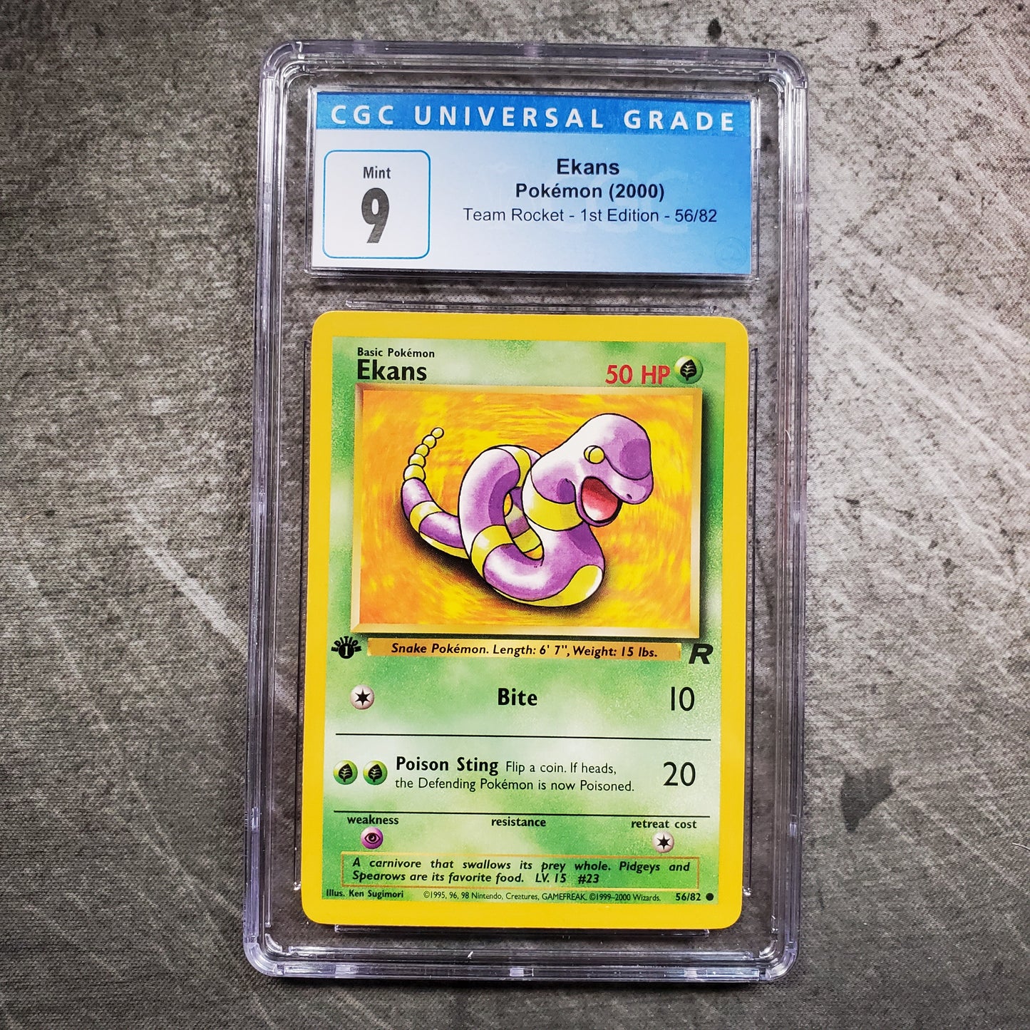 CGC 9 Ekans 56/82 Pokmon Team Rocket 1st Edition FNT Collectibles CGC 9 Ekans 56/82 Pokmon Team Rocket 1st Edition FNT Collectibles