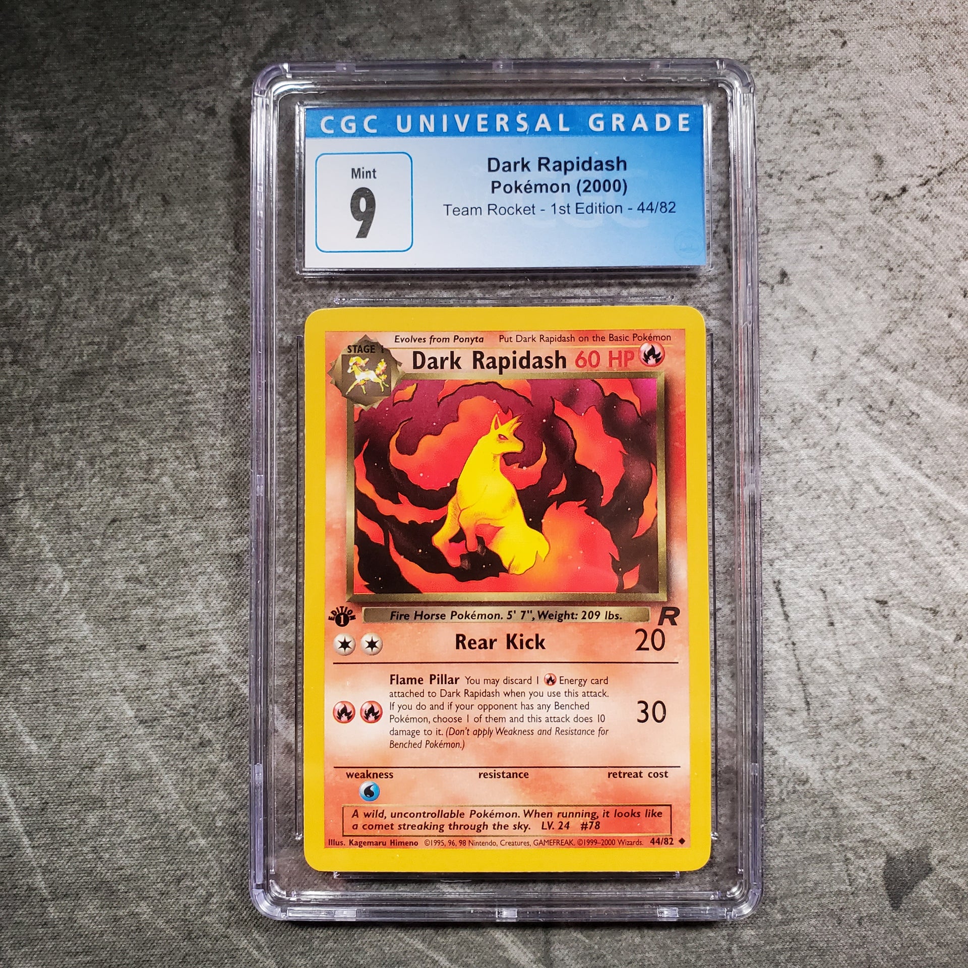 1995 dark rapidash pokemon card value CGC 9 Dark Rapidash 44/82 Pokémon Team Rocket 1st Edition – FNT Collectibles