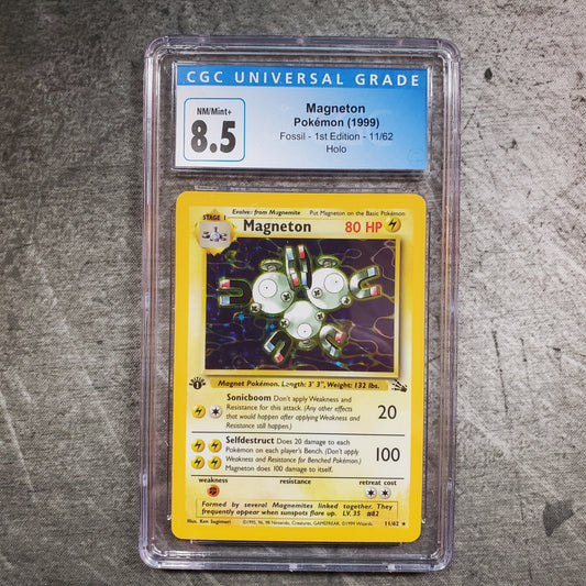 CGC 8.5 Magneton 11/62 Holo Pokémon Fossil 1st Edition