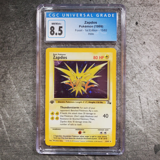 CGC 8.5 Zapdos 15/62 Holo Pokémon Fossil 1st Edition