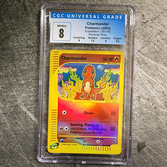 CGC 8 Charmander 98/165 Common Reverse Holo Pokemon Expedition