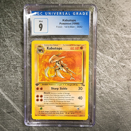 CGC 9 Kabutops 24/62 Rare Pokemon Fossil - 1st Edition