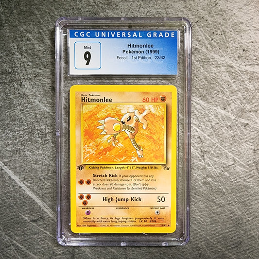 CGC 9 Hitmonlee 22/62 Rare Pokemon Fossil - 1st Edition