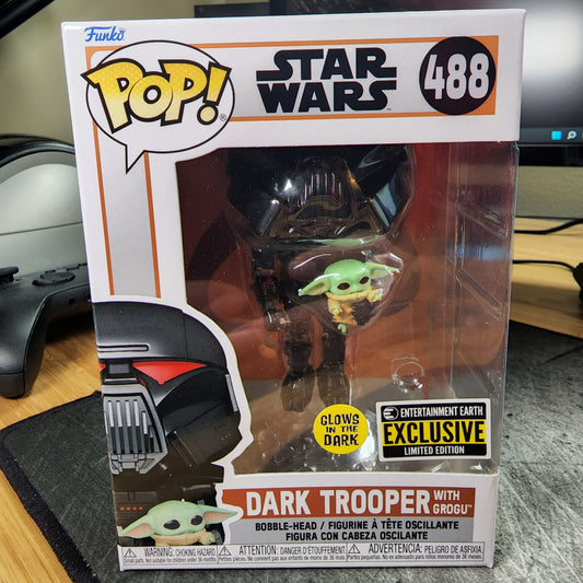 Dark Trooper with Grogu 488 Entertainment Earth Exclusive Star Wars Funko Pop! Vinyl Figure